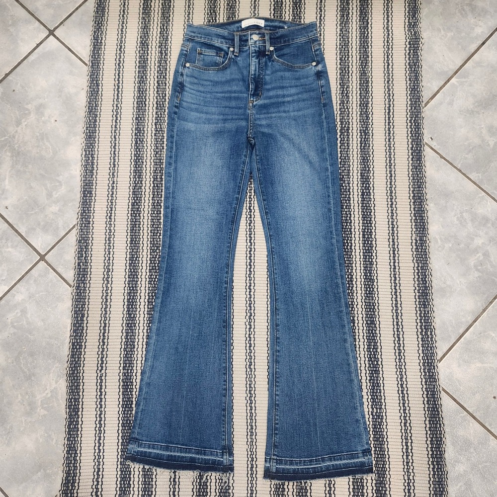 LOFT Slim Flare Jeans High Rise Medium Wash Raw Hem Size 25/0 NWT 35354246